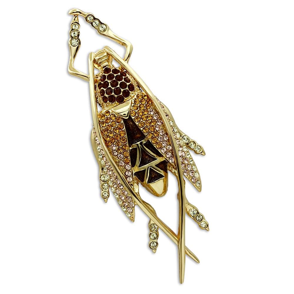 LO2406 - Gold White Metal Brooches with Top Grade Crystal  in Multi Color - Alamode