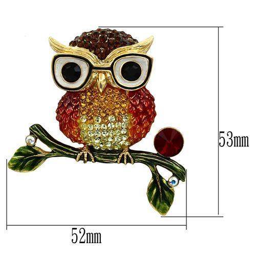 LO2408 - Gold White Metal Brooches with Top Grade Crystal in Multi Color - Alamode - Flyclothing LLC