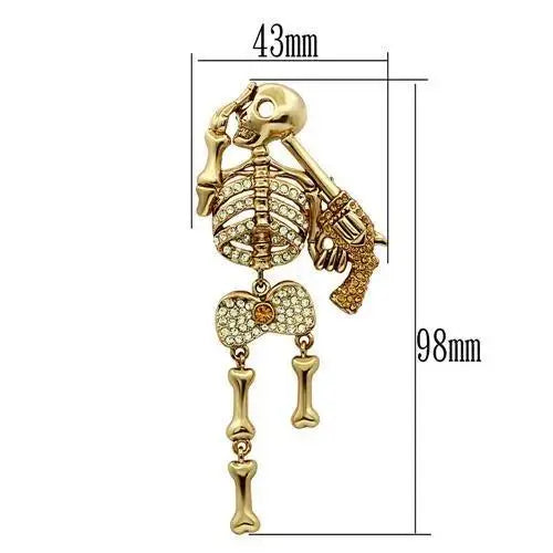 LO2414 - Gold White Metal Brooches with Top Grade Crystal in Multi Color - Alamode - Flyclothing LLC
