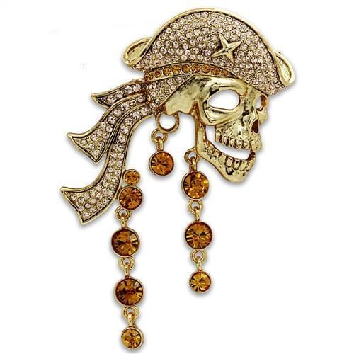 LO2415 - Gold White Metal Brooches with Top Grade Crystal  in Multi Color - Alamode