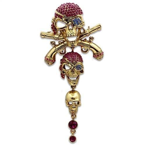 LO2416 - Gold White Metal Brooches with Top Grade Crystal  in Multi Color - Alamode