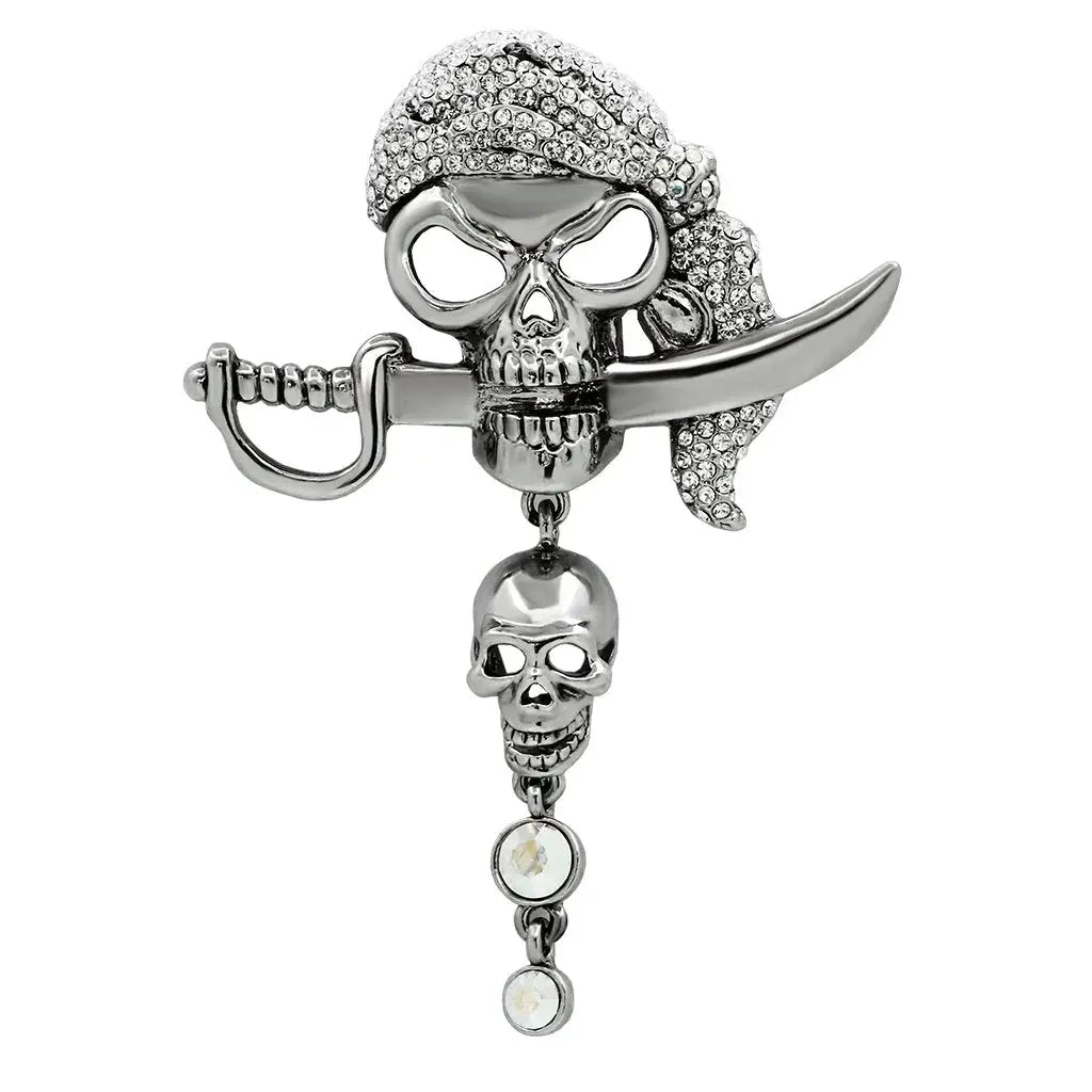 LO2417 - Imitation Rhodium White Metal Brooches with Top Grade Crystal in Aurora Borealis (Rainbow Effect) - Alamode - Flyclothing LLC