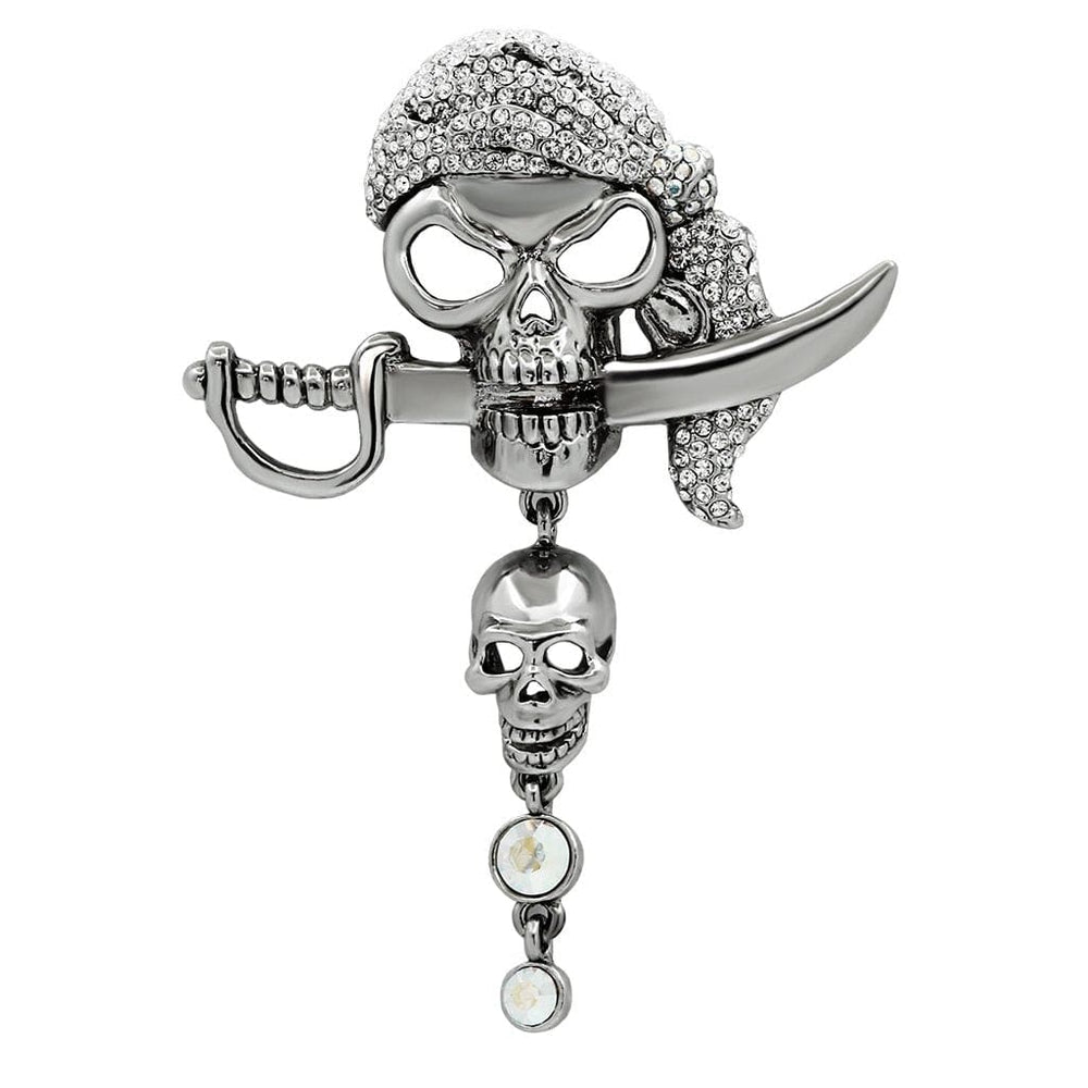 LO2417 - Imitation Rhodium White Metal Brooches with Top Grade Crystal  in Aurora Borealis (Rainbow Effect) - Alamode