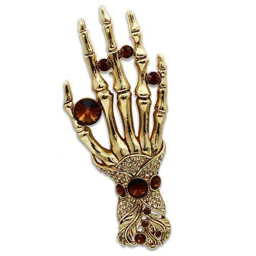 LO2418 - Gold White Metal Brooches with Top Grade Crystal in Multi Color - Alamode - Flyclothing LLC
