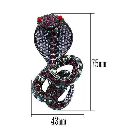 LO2422 - Ruthenium White Metal Brooches with Top Grade Crystal in Multi Color - Alamode - Flyclothing LLC