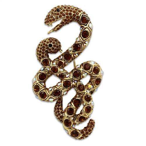 LO2423 - Gold White Metal Brooches with Top Grade Crystal in Multi Color - Alamode - Flyclothing LLC