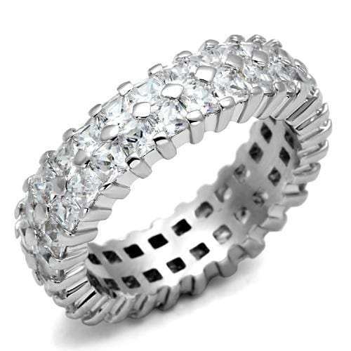 LO2431 - Rhodium Brass Ring with AAA Grade CZ in Clear - Alamode - Flyclothing LLC