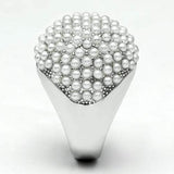 LO2433 - Rhodium Brass Ring with Synthetic Pearl in White - Alamode - Flyclothing LLC