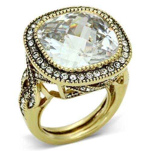 LO2436 - Gold Brass Ring with AAA Grade CZ in Clear - Alamode - Flyclothing LLC