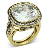 LO2436 - Gold Brass Ring with AAA Grade CZ in Clear - Alamode - Flyclothing LLC
