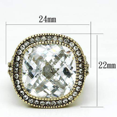 LO2436 - Gold Brass Ring with AAA Grade CZ in Clear - Alamode - Flyclothing LLC