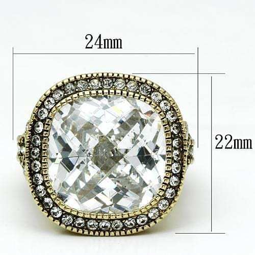 LO2436 - Gold Brass Ring with AAA Grade CZ in Clear - Alamode - Flyclothing LLC