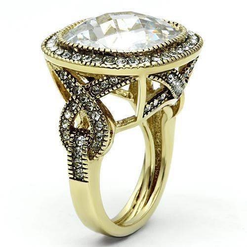 LO2436 - Gold Brass Ring with AAA Grade CZ in Clear - Alamode - Flyclothing LLC