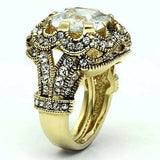 LO2444 - Gold Brass Ring with AAA Grade CZ in Clear - Alamode - Flyclothing LLC
