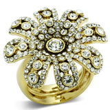 LO2465 - Gold Brass Ring with Top Grade Crystal in Clear - Alamode - Flyclothing LLC