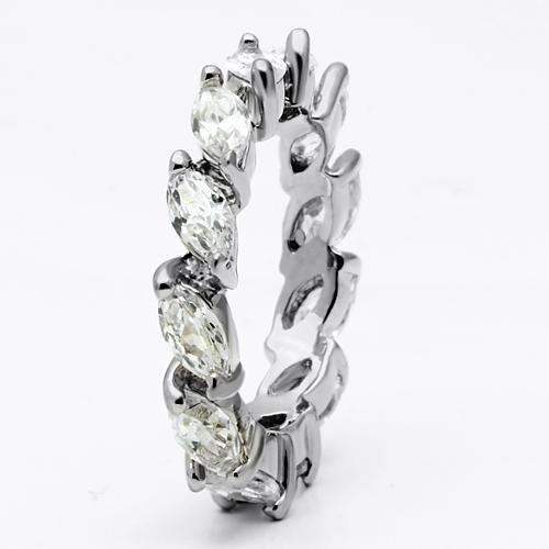 LO2469 - Rhodium Brass Ring with AAA Grade CZ in Clear - Alamode - Flyclothing LLC