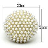 LO2471 - Gold Brass Ring with Synthetic Pearl in White - Alamode - Flyclothing LLC