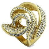 LO2472 - Gold Brass Ring with Top Grade Crystal in Light Smoked - Alamode - Flyclothing LLC