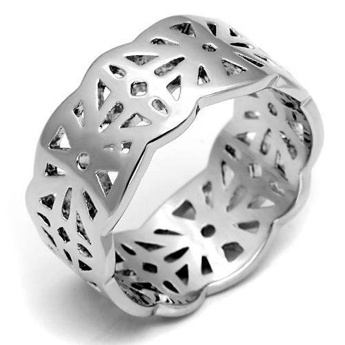 LO2483 - Imitation Rhodium Brass Ring with No Stone - Alamode - Flyclothing LLC