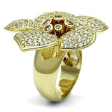 LO2484 - Gold Brass Ring with AAA Grade CZ  in Champagne - Alamode