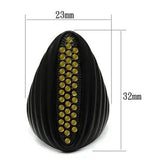 LO2499 - TIN Cobalt Black Brass Ring with Top Grade Crystal  in Light Smoked - Alamode