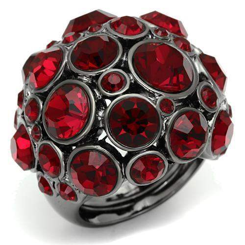 LO2501 - Ruthenium Brass Ring with Top Grade Crystal in Siam - Alamode - Flyclothing LLC