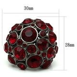 LO2501 - Ruthenium Brass Ring with Top Grade Crystal  in Siam - Alamode