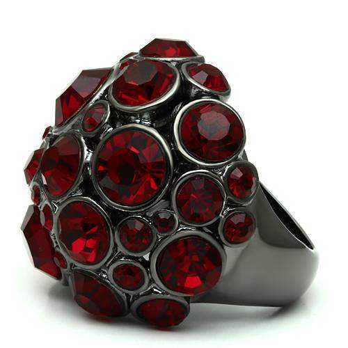 LO2501 - Ruthenium Brass Ring with Top Grade Crystal in Siam - Alamode - Flyclothing LLC