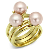 LO2508 - Gold Brass Ring with Synthetic Pearl in Light Rose - Alamode