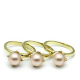 LO2508 - Gold Brass Ring with Synthetic Pearl in Light Rose - Alamode