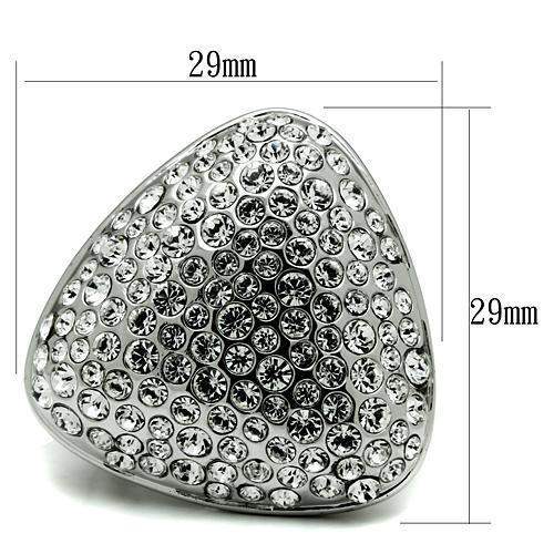 LO2515 - Rhodium Brass Ring with Top Grade Crystal in Clear - Alamode - Flyclothing LLC