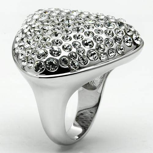 LO2515 - Rhodium Brass Ring with Top Grade Crystal in Clear - Alamode - Flyclothing LLC