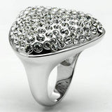 LO2515 - Rhodium Brass Ring with Top Grade Crystal in Clear - Alamode - Flyclothing LLC