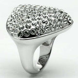 LO2515 - Rhodium Brass Ring with Top Grade Crystal in Clear - Alamode - Flyclothing LLC