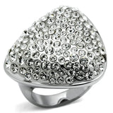 LO2515 - Rhodium Brass Ring with Top Grade Crystal in Clear - Alamode - Flyclothing LLC