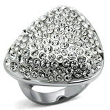 LO2515 - Rhodium Brass Ring with Top Grade Crystal in Clear - Alamode - Flyclothing LLC