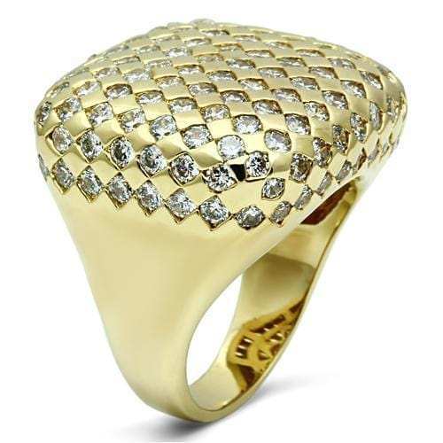 LO2516 - Gold Brass Ring with AAA Grade CZ in Clear - Alamode - Flyclothing LLC