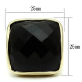 LO2519 - Gold Brass Ring with AAA Grade CZ in Jet - Alamode - Flyclothing LLC