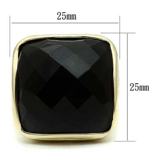 LO2519 - Gold Brass Ring with AAA Grade CZ in Jet - Alamode - Flyclothing LLC