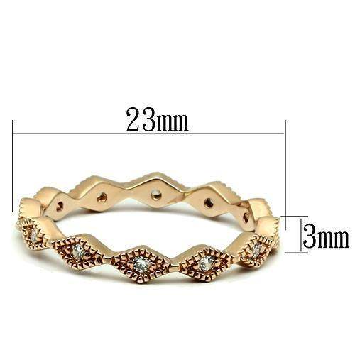 LO2523 - Rose Gold Brass Ring with AAA Grade CZ in Clear - Alamode - Flyclothing LLC