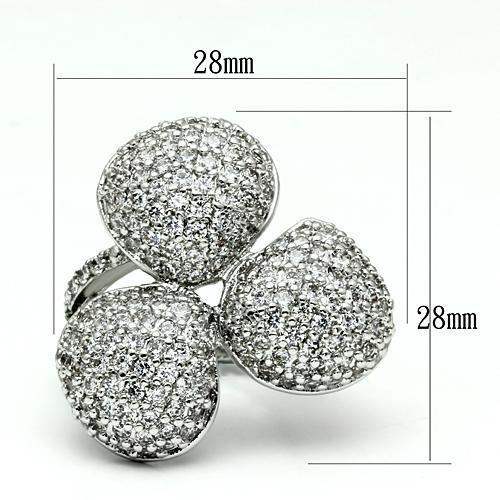 LO2526 - Rhodium Brass Ring with AAA Grade CZ in Clear - Alamode - Flyclothing LLC