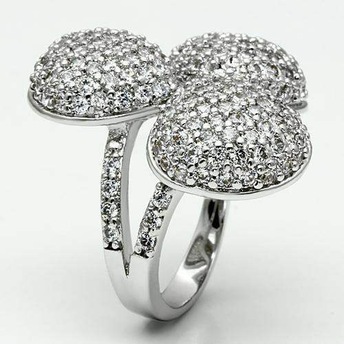 LO2526 - Rhodium Brass Ring with AAA Grade CZ in Clear - Alamode - Flyclothing LLC