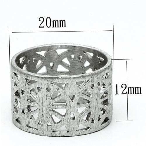 LO2536 - Rhodium Brass Ring with No Stone - Alamode - Flyclothing LLC