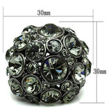 LO2545 - Ruthenium Brass Ring with Top Grade Crystal in Black Diamond - Alamode - Flyclothing LLC