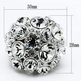 LO2546 - Rhodium Brass Ring with Top Grade Crystal in Clear - Alamode - Flyclothing LLC