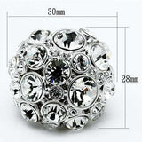LO2546 - Rhodium Brass Ring with Top Grade Crystal in Clear - Alamode - Flyclothing LLC
