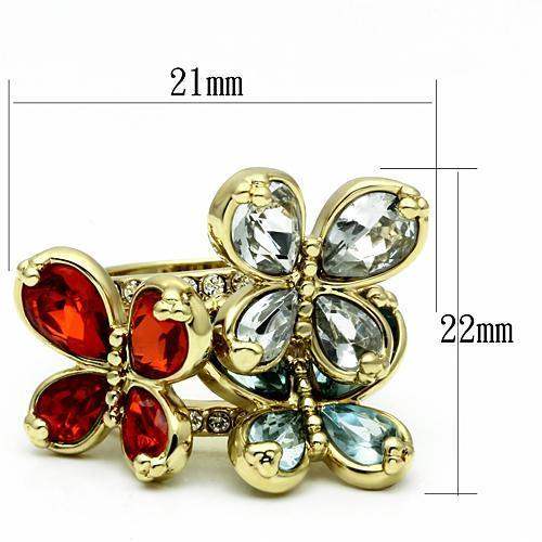 LO2547 - Gold Brass Ring with Assorted in Multi Color - Alamode - Flyclothing LLC