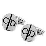 LO2556 - Rhodium Brass Cufflink with No Stone - Alamode - Flyclothing LLC