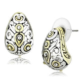 LO256 - Gold+Rhodium Brass Earrings with No Stone - Alamode - Flyclothing LLC