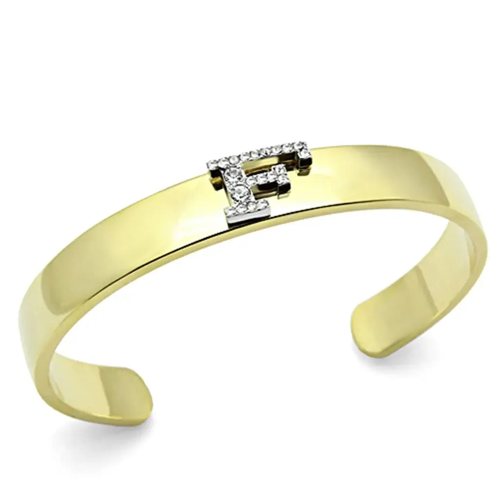LO2575 - Gold+Rhodium White Metal Bangle with Top Grade Crystal in Clear - Alamode - Flyclothing LLC